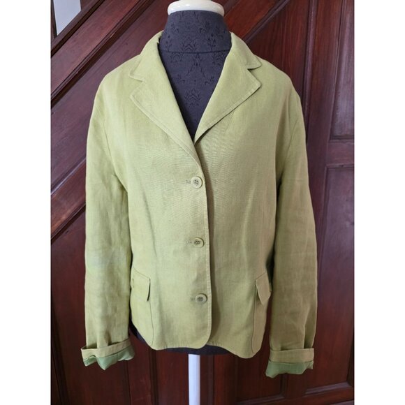 Talbots Womens 14 Irish Linen Blazer Jacket Light Green - Picture 1 of 7
